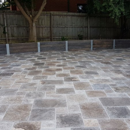 Silver French Pattern Tumbled Travertine Tiles 12mm