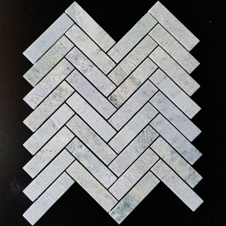 Green Celest Herringbone Honed Marble Mosaic 25x98