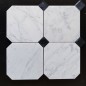 Octagon Carrara & Nero Marquina Dot Honed Marble Mosaic Tiles150