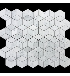 Carrara Diamond Cube Honed Marble Mosaic 55x95
