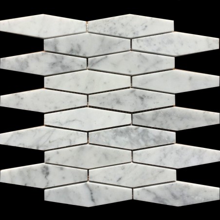 Long Hexagon Carrara Honed Marble Mosaic