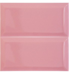Spanish Rosa Pink Gloss Bevelled Subway Ceramic 200x100