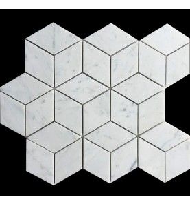 Carrara Diamond Cube Honed Marble Mosaic 55x95