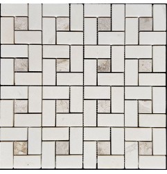 Windmill White And Grey Dot Honed Marble Mosaic 48x28