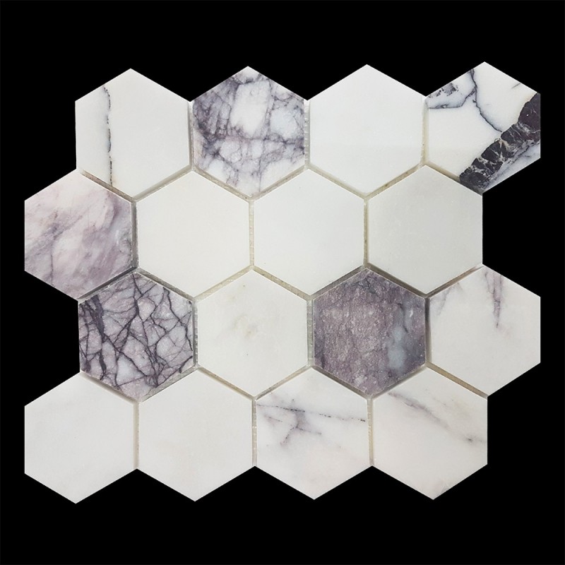 New York Hexagon Honed Marble Mosaic Tiles 70x70