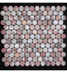 Norwegian Rose Penny Round Honed Marble Mosaic 23x23