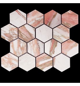 Norwegian Rose Hexagon Honed Marble Mosaic 70x70