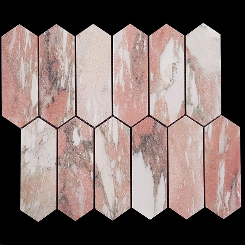 Norwegian Rose Picket Honed Marble Mosaic Tiles