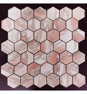 Norwegian Rose Hexagon Honed Marble Mosaic 48X48
