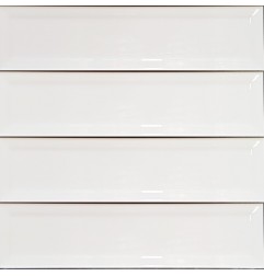 White Gloss Bevelled Non-Rectified Subway Ceramic 300x75