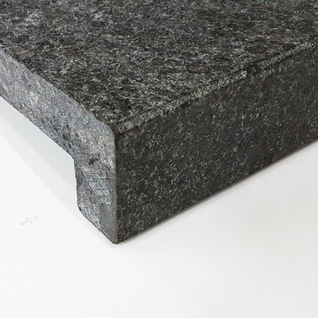Diamond Black Flamed Rebated Pencil Round Step Tread Granite